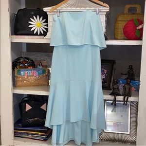 H Halston mint green strapless cocktail dress 4